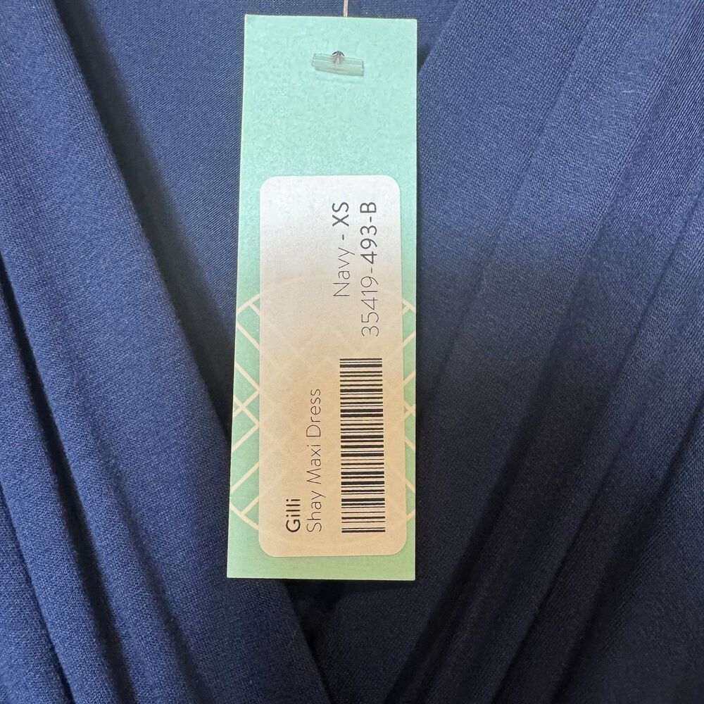Gilli Shay V-neck Maxi Dress Damask Skirt Navy Wrap Stitch Fix Women’s XS New! - Picture 3 of 8